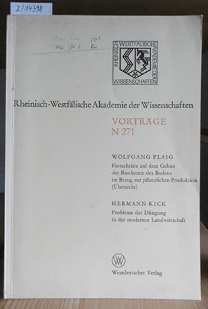 Bild des Verkufers fr Fortschritte auf dem Gebiet der Biochemie des Bodens im Bezug zur pflanzlichen Produktion (bersicht). - Hermann Kick: Probleme der Dngung in der modernen Landwirtschaft. zum Verkauf von Versandantiquariat Trffelschwein