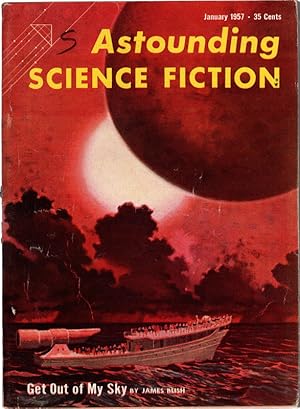 Bild des Verkufers fr Astounding Science Fiction, January, 1957. Get Out Of My Sky by James Blish & Security Risk by Poul Anderson. Collectible Pulp Magazine. zum Verkauf von Once Read Books