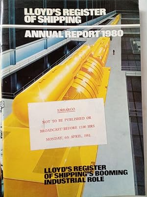 Bild des Verkufers fr Lloyd's Register of Shipping. Annual Report 1980. zum Verkauf von Plurabelle Books Ltd