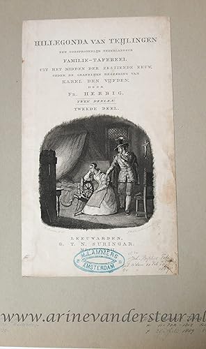Bild des Verkufers fr [Antique title page, 1832] Frontispiece of Hillegonda van Teylingen, published 1832, 1 p. zum Verkauf von Antiquariaat Arine van der Steur / ILAB