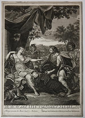 Imagen del vendedor de [Antique print, etching] Meleager and Atalanta (tapisserie of the Duc d'Orleans), published 1720, 1 p. a la venta por Antiquariaat Arine van der Steur / ILAB