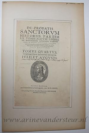 [Antique title page, 1573] De probatis sanctorum historiis, published 1573, 1 p.