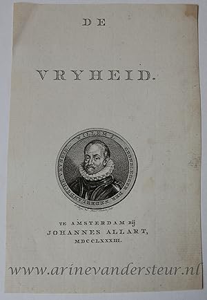 Bild des Verkufers fr [Antique title page, 1783] Portrait of William I (Willem van Oranje), published 1783, 1 p. zum Verkauf von Antiquariaat Arine van der Steur / ILAB