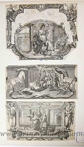 [Antique prints, ca. 1722/62] Three vignettes, thesis and orations decorations, published ca. 172...