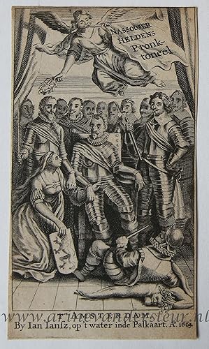 [Antique title page, 1664] Nassouser heldens pronk-toneel / Allegorische voorstelling met mannen ...