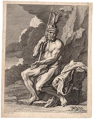 Bild des Verkufers fr Antique Print-NAKED SOLDIER-LANCE-HELMET-LANDSCAPE-von Sandrart -Verdier-c.1680 zum Verkauf von Pictura Prints, Art & Books