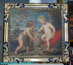 Ölgemälde Gemälde Leinwand * F. Meurer Kopie Rubens * Das Jesuskind und der Johannesknabe