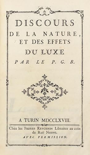 Discours de la nature, et des effets du luxe par le P. G. B.