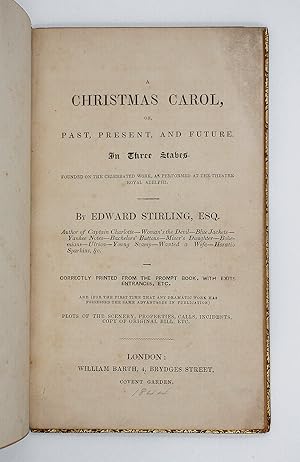 Seller image for A CHRISTMAS CAROL, OR PAST, PRESENT, AND FUTURE. IN THREE STAVES Founded on the Celebrated Work, as Performed at the Theatre Royal Adelphi. Correctly Printed from the Prompt Book, with Exits, Entrances, etc. for sale by LUCIUS BOOKS (ABA, ILAB, PBFA)