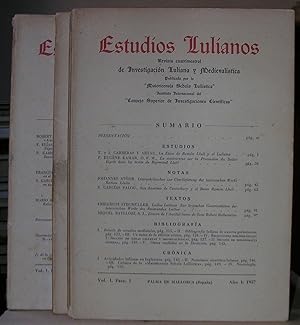 ESTUDIOS LULIANOS. Revista cuatrimestral de Investigación Luliana y Medievalista. Vol. I, Año I :...