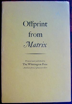 Edward Walters, Printer and Engraver. (Offprint from Matrix [1])