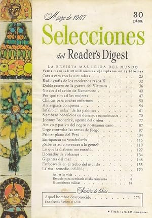 Imagen del vendedor de SELECCIONES DEL READER'S DIGEST. MARZO 1967 a la venta por Librera Vobiscum