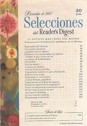 Imagen del vendedor de SELECCIONES DEL READER'S DIGEST. DICIEMBRE 1967 a la venta por Librera Vobiscum