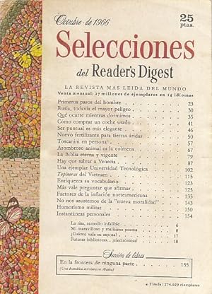 Imagen del vendedor de SELECCIONES DEL READER'S DIGEST. OCTUBRE 1966 a la venta por Librera Vobiscum