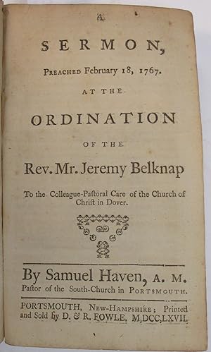 A COLLECTION OF SERMONS, IN EARLY 19TH CENTURY HALF SHEEP, BY OR ABOUT JEREMY BELKNAP