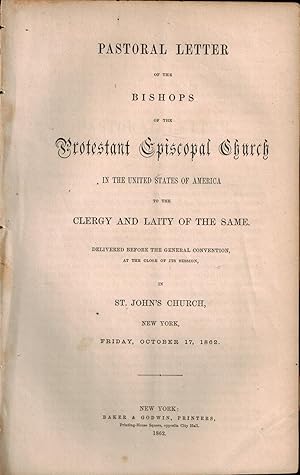 Seller image for Pastoral Letter of the Bishops of the Protestant Episcopal Church 1862 for sale by UHR Books