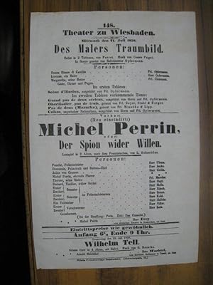 Besetzungszettel zu: Des Malers Traumbild. - Mittwoch den 21. Juli 1858 im Theater zu Wiesbaden, ...