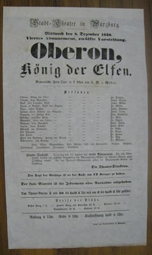 Besetzungszettel zu: Oberon, König der Elfen. - Mittwoch, den 8. Dezember 1858, viertes Abonnemen...