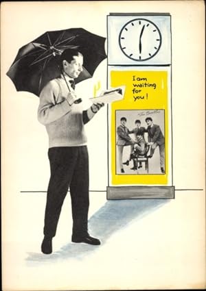 Ansichtskarte / Postkarte Musikgruppe The Beatles, Plakat, Mann mit Regenschirm