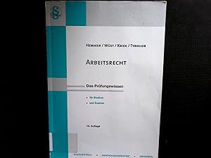 Bild des Verkufers fr Arbeitsrecht. Juristisches Repetitorium Hemmer Das Prfungswissen. (Skripten - Zivilrecht). zum Verkauf von Antiquariat Bookfarm