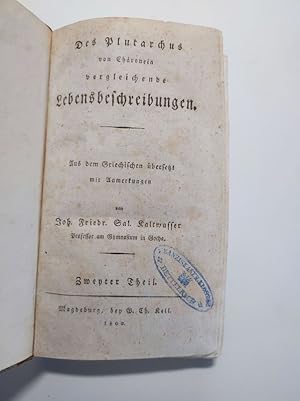 Bild des Verkufers fr Vergleichende Lebensbeschreibungen. Zweyter Theil. zum Verkauf von Antiquariat Bookfarm