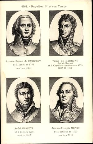 Ansichtskarte / Postkarte Napoleon 1er et son Temps, Marescot, Marmont, Massena, Menou