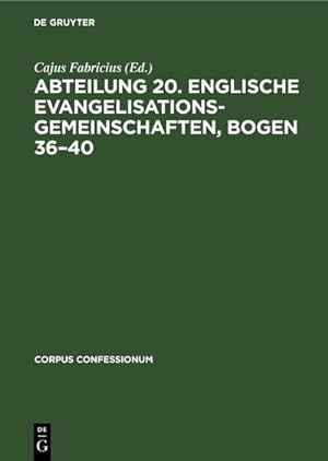 Bild des Verkufers fr Abteilung 20. Englische Evangelisationsgemeinschaften, Bogen 3640 zum Verkauf von AHA-BUCH GmbH