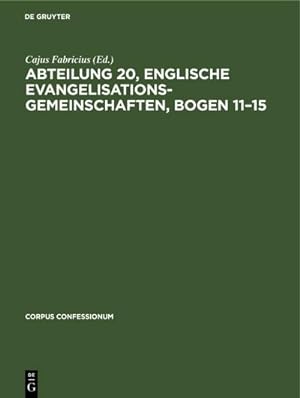 Bild des Verkufers fr Abteilung 20, Englische Evangelisationsgemeinschaften, Bogen 1115 zum Verkauf von AHA-BUCH GmbH