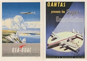 Qantas Australian Air Lines Super Constellation London 2x Postcard s