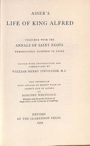 Immagine del venditore per Life of Alfred: Together with the Annals of Saint Neots Erroneously Ascribed to Asser (Oxford Reprints S.) venduto da WeBuyBooks
