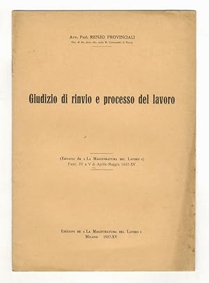 Immagine del venditore per Giudizio di rinvio e processo del lavoro. venduto da Libreria Oreste Gozzini snc