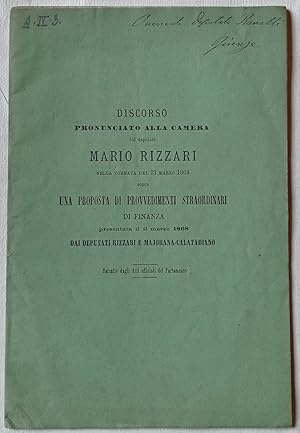 Discorso pronunciato alla Camera dal deputato Mario Rizzari nella tornata del 21 marzo 1868 sopra...