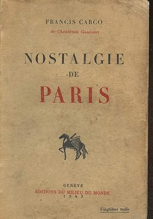 Image du vendeur pour Nostalgie de Paris mis en vente par Le-Livre