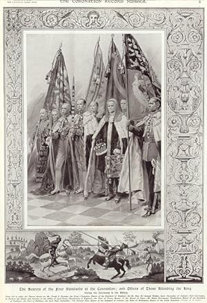 THE BEARERS OF THE FOUR STANDARDS AT THE CORONATION,and others attending the king during the cere...