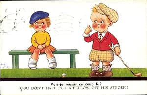Künstler Ansichtskarte / Postkarte Paterson, Vera, You don't half put a fellow off his stroke, Golf