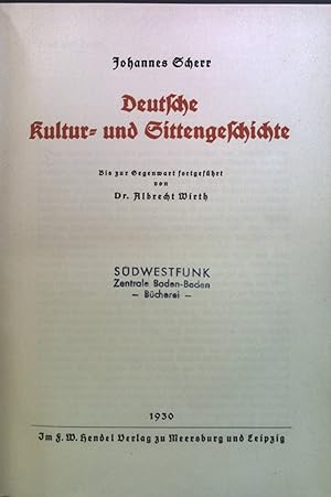 Seller image for Deutsche Kultur- und Sittengeschichte. for sale by books4less (Versandantiquariat Petra Gros GmbH & Co. KG)