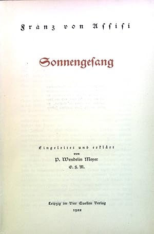 Bild des Verkufers fr Franz von Assisi : Sonnengesang. zum Verkauf von books4less (Versandantiquariat Petra Gros GmbH & Co. KG)