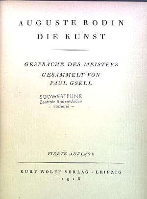 Imagen del vendedor de Die Kunst. Gesprche des Meisters. a la venta por books4less (Versandantiquariat Petra Gros GmbH & Co. KG)