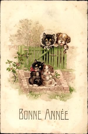 Image du vendeur pour Ansichtskarte / Postkarte Glckwunsch Neujahr, Hunde und Katzen mis en vente par akpool GmbH