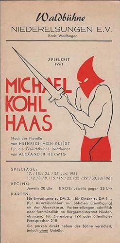 Bild des Verkufers fr Spielzeit 1961: Michael Kohlhaas (Faltprospekt) zum Verkauf von Schrmann und Kiewning GbR