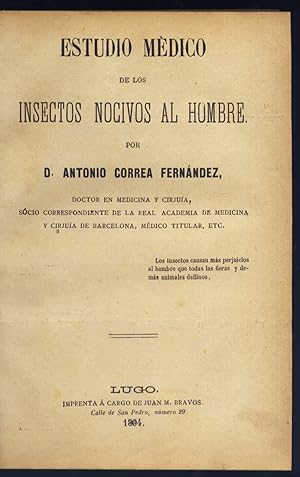 Imagen del vendedor de Estudio mdico de los insectos nocivos al hombre. a la venta por Hesperia Libros