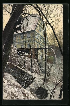 Immagine del venditore per Knstler-Ansichtskarte Photochromie Nr. 1222: Fachwerkhaus im Winter venduto da Bartko-Reher