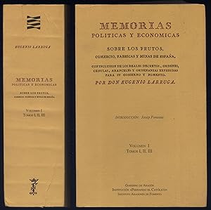 Immagine del venditore per Frutos, minas y comercio de la Provincia de Madrid; De las fbricas de seda, lana, lino, camo, algodn y esparto de la Provincia de Madrid; Fbricas de curtidos, sombreros, papel, abanicos, tintes, coloridos, jabn, loza, abalorios, imprentas, libreras y fundiciones de la Provincia de Madrid. (Memorias Polticas y Econmicas sobre los Frutos, Comercio, Fbricas y Minas de Espaa. Volmen I. (Tomos I, II y III). venduto da Hesperia Libros