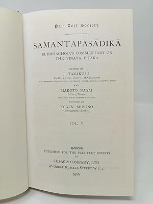 Bild des Verkufers fr Samantapasadika: Buddhaghosa s Commentary on The Vinaya Pitaka. Vol. V. zum Verkauf von ROBIN SUMMERS BOOKS LTD