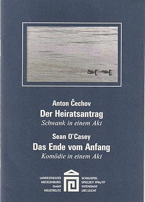 Imagen del vendedor de Programmheft Anton Cechov DER HEIRATSANTRAG Sean O'Casey DAS ENDE VOM ANFANG Premiere 28. Juni 1997 Spielzeit 1996 / 97 Heft 10 a la venta por Programmhefte24 Schauspiel und Musiktheater der letzten 150 Jahre