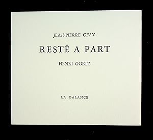 Seller image for Rest  part. dition originale. 1 des 25 avec une pointe sche de Henri Goetz. for sale by Librairie  la Demi-Lune
