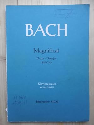 Bild des Verkufers fr Magnificat. D-dur - D major. (BWV 243). Klavierauszug - Vocal Score: Eduard Mller. zum Verkauf von Antiquariat Steinwedel