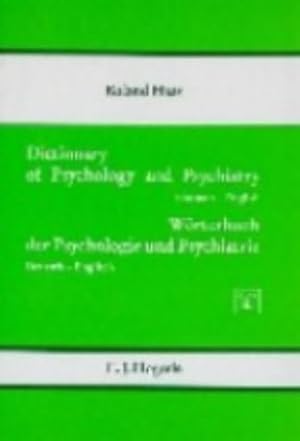 Imagen del vendedor de Dictionary of Psychology and Psychiatry: German - English Vol 2: 002 a la venta por WeBuyBooks