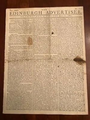 Battle Guilford Courthouse Revolutionary War 1781 Edinburgh Advertiser Newspaper