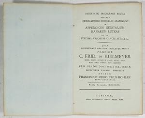 Bild des Verkufers fr Observationes nonnullae anatomicae in appendices genitalium ranarum luteas et in systema vasorum cancri astaci L. zum Verkauf von Antiq. F.-D. Shn - Medicusbooks.Com